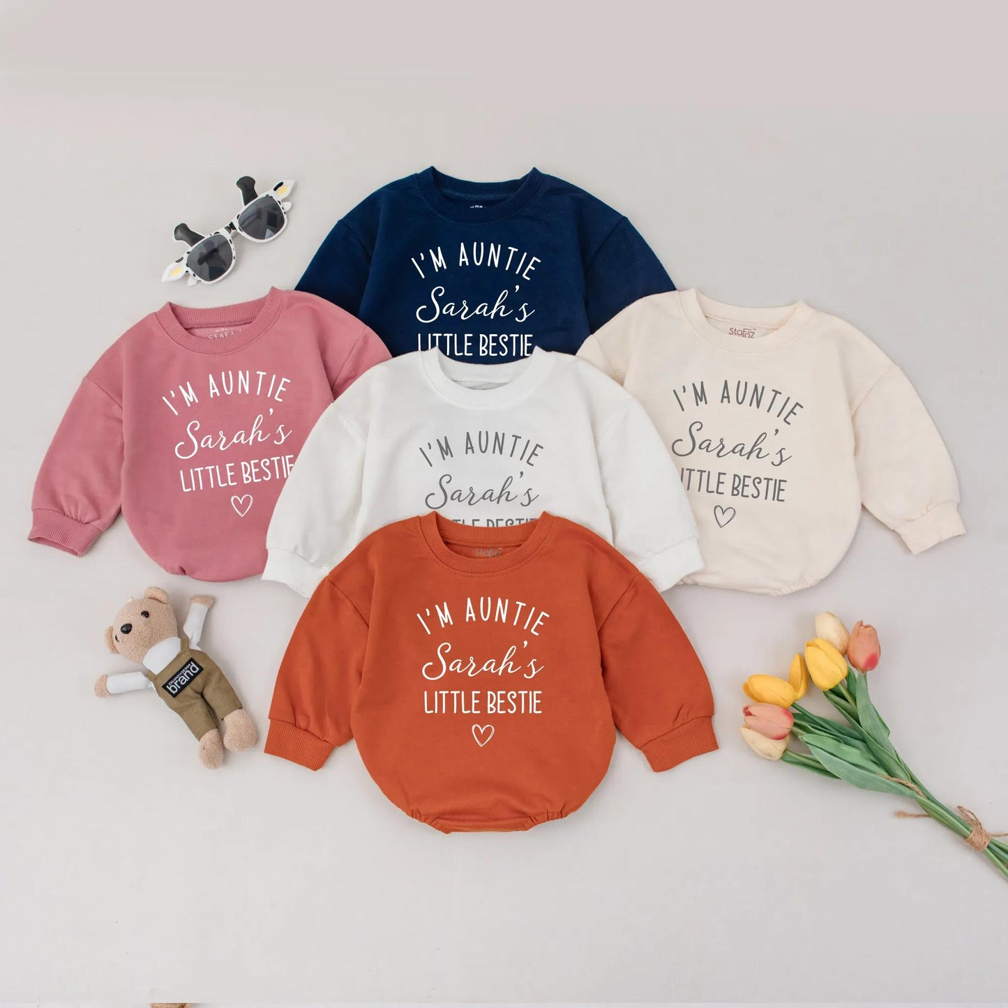 Auntie's Little Bestie Baby Romper - Sweet Niece Nephew Gift, Pregnancy Reveal Bodysuit for Baby Girl, Soon to Be Aunt Outfit, Cute Infant Clothing