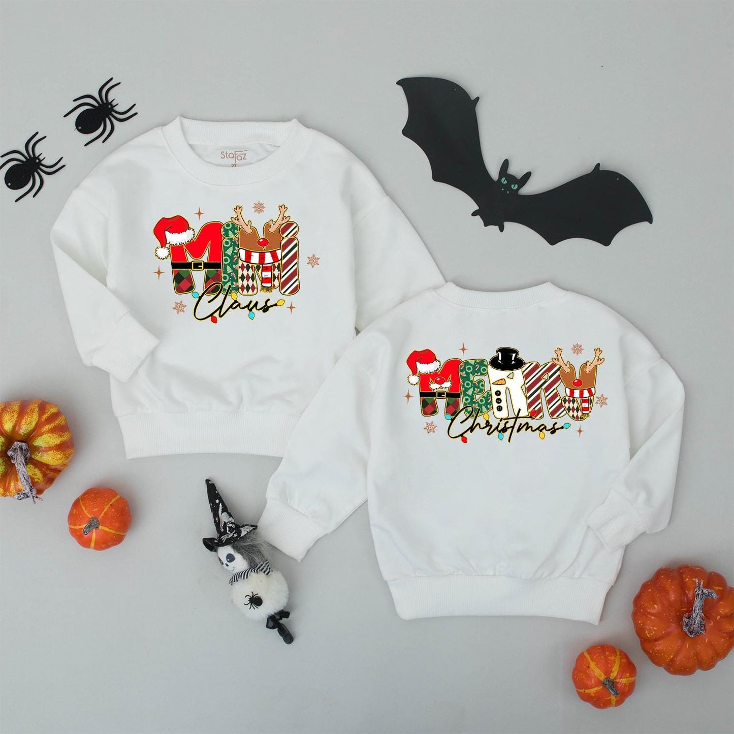 Matching Merry Christmas Family Sweatshirts Mama Claus Cozy Christmas Gift Whimsical Lettering Red Green White Festive Joyful