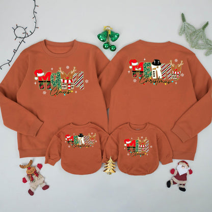 Matching Merry Christmas Family Sweatshirts Mama Claus Cozy Christmas Gift Whimsical Lettering Red Green White Festive Joyful