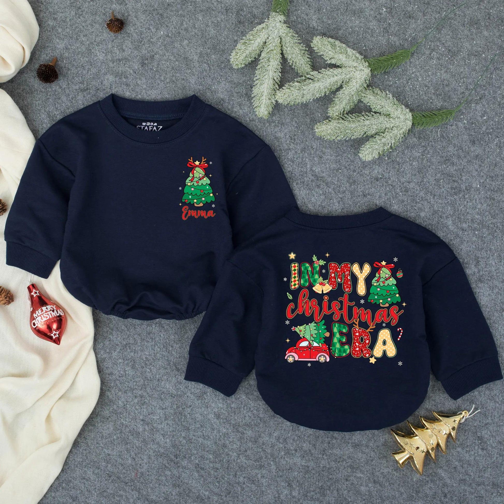 First Christmas Baby Romper, Personalized Name Infant Outfit, Red Truck Holiday Newborn Clothes, Custom Xmas Gift, Cute Winter Jumpsuit 132