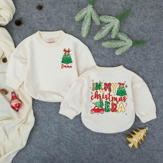 First Christmas Baby Romper, Personalized Name Infant Outfit, Red Truck Holiday Newborn Clothes, Custom Xmas Gift, Cute Winter Jumpsuit 132