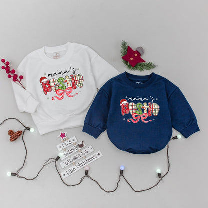 Matching Mama & Bestie Christmas Sweaters Family Xmas Outfits | Personalized Festive Holiday Sweatshirts for Mom & Baby Girl