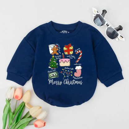 Cute Christmas Bubble Romper Gingerbread Man & Candy Cane Baby Holiday Outfit Merry Christmas Newborn Clothes Festive Gift