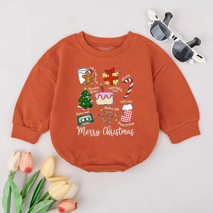 Cute Christmas Bubble Romper Gingerbread Man & Candy Cane Baby Holiday Outfit Merry Christmas Newborn Clothes Festive Gift