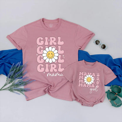 Mama and Mini Daisy Flower Matching Shirts Cute Pink Retro Mom Baby Outfits Mother's Day Gift