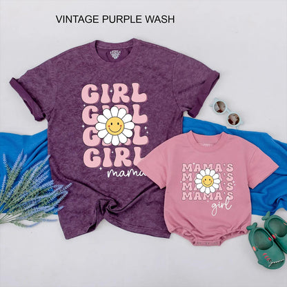 Mama and Mini Daisy Flower Matching Shirts Cute Pink Retro Mom Baby Outfits Mother's Day Gift