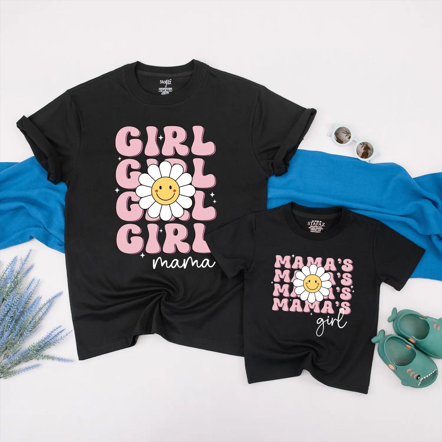 Mama and Mini Daisy Flower Matching Shirts Cute Pink Retro Mom Baby Outfits Mother's Day Gift