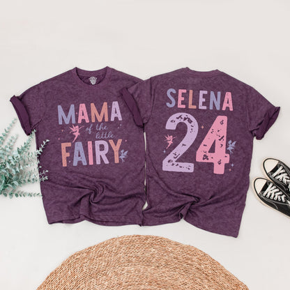 Fairy First Birthday Matching Family Shirts Rose Lavender Little Fairy Tee Girls 1st Birthday Outfit Custom Name Number Whimsical Vintage Style Party (138 chars)