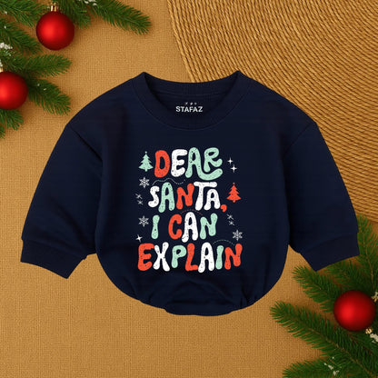 Dear Santa I Can Explain Bubble Romper Christmas Baby Bodysuit Cute Infant Girl First Xmas Birthday Outfit Soft Cotton Clothes
