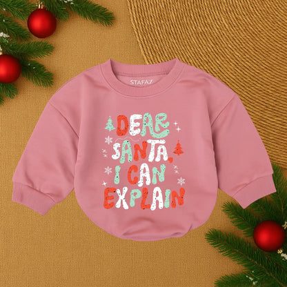 Dear Santa I Can Explain Bubble Romper Christmas Baby Bodysuit Cute Infant Girl First Xmas Birthday Outfit Soft Cotton Clothes