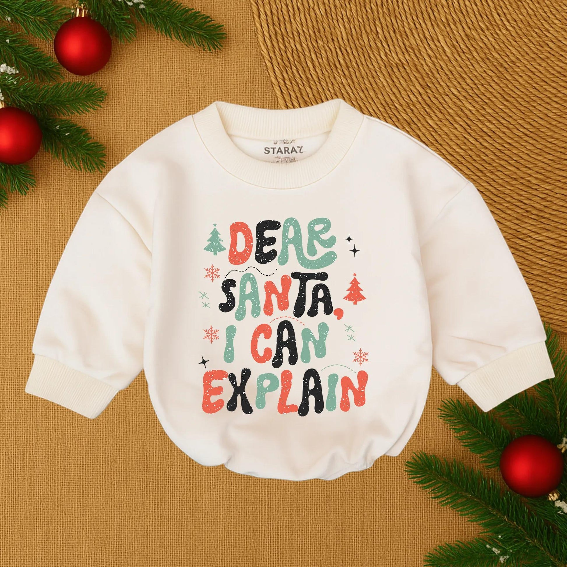 Dear Santa I Can Explain Bubble Romper Christmas Baby Bodysuit Cute Infant Girl First Xmas Birthday Outfit Soft Cotton Clothes