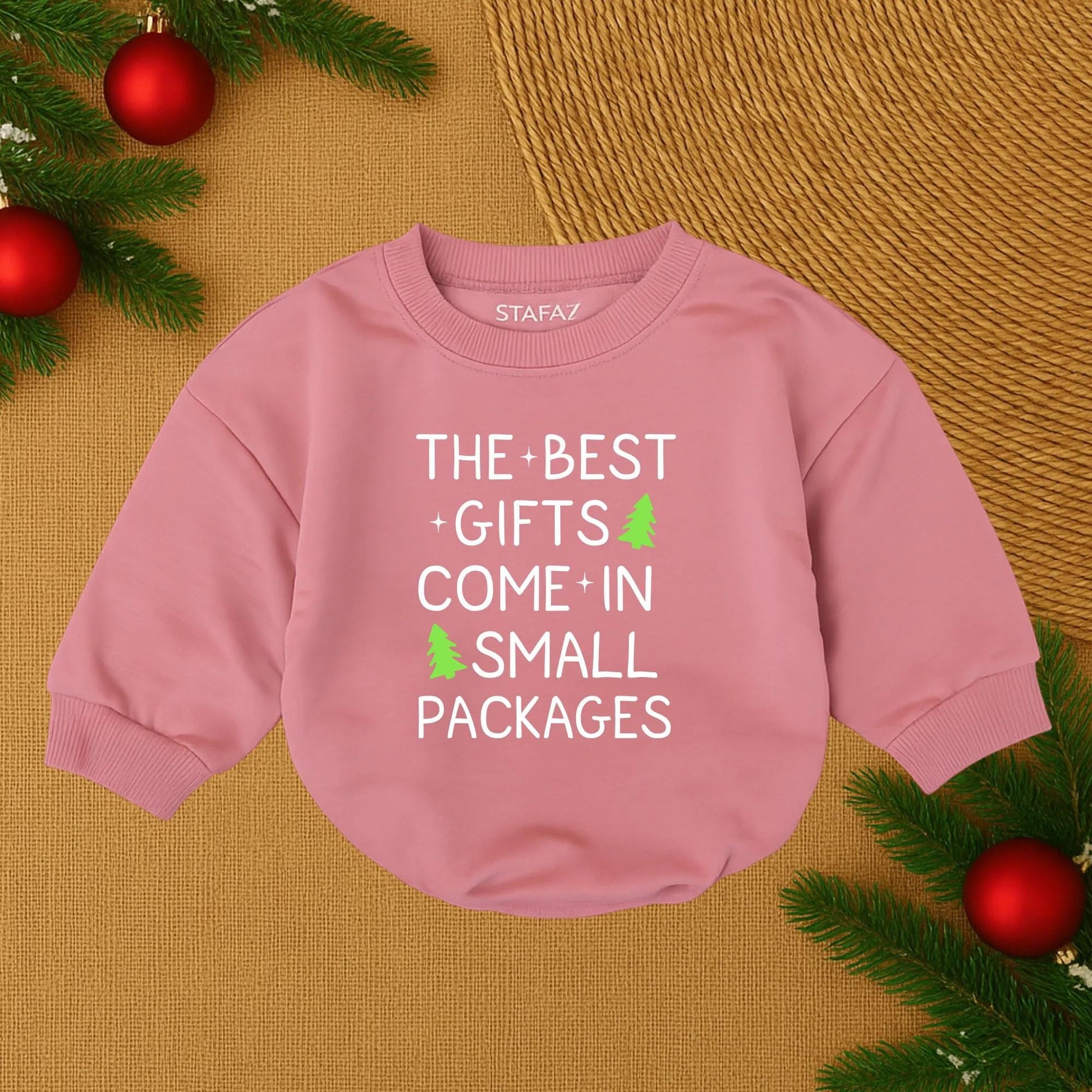 The Best Gifts Come in Small Packages Baby Bodysuit Red Festive Christmas Tree Cute Modern Holiday Baby Shower Gift