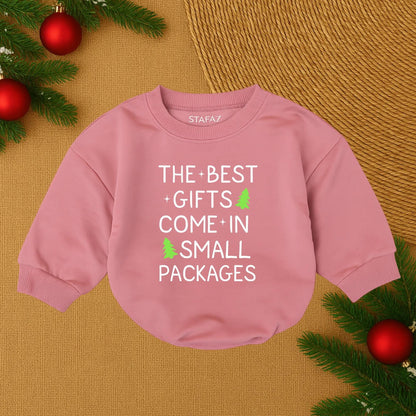 The Best Gifts Come in Small Packages Baby Bodysuit Red Festive Christmas Tree Cute Modern Holiday Baby Shower Gift