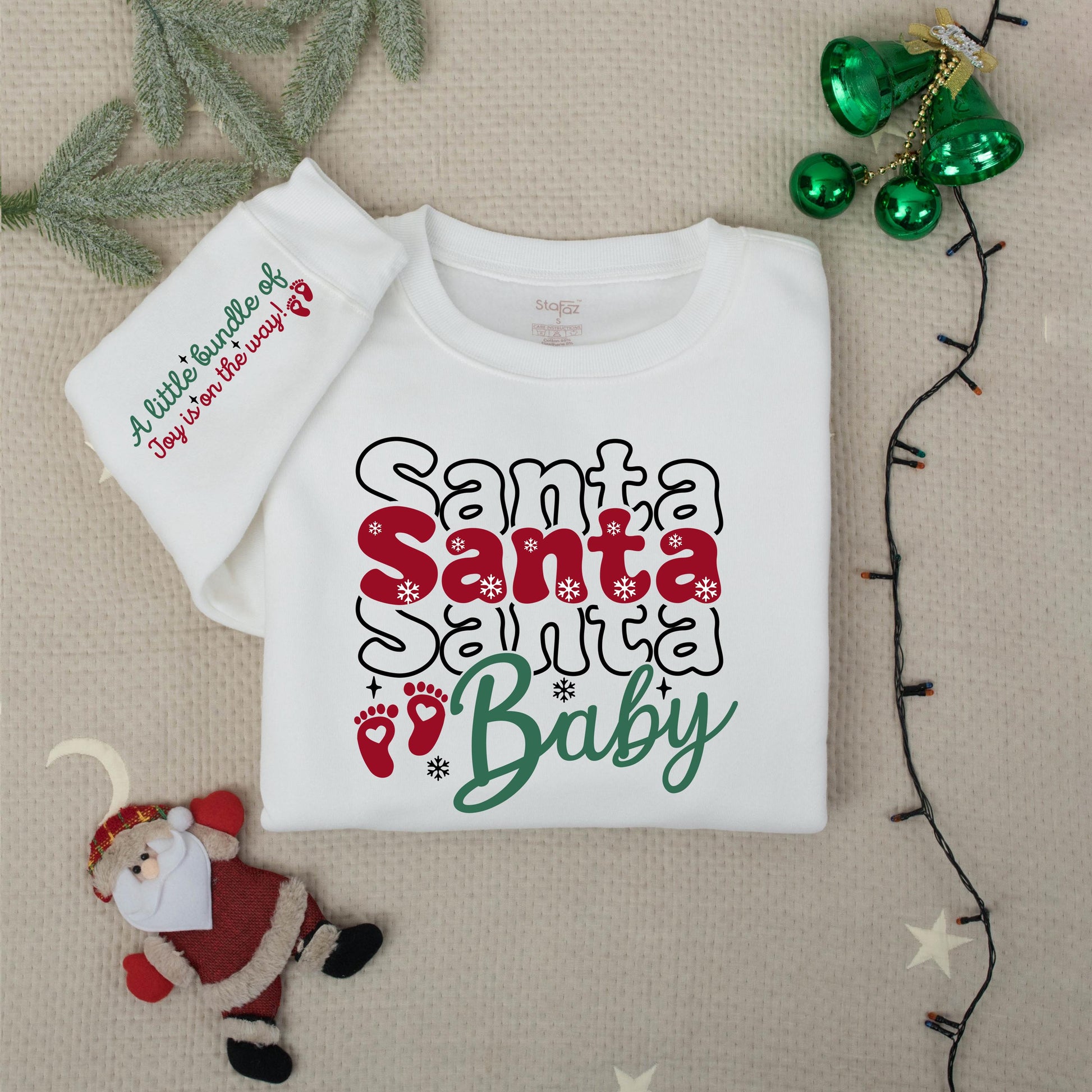 Santa Baby Christmas Pregnancy Sweater for Expecting Mom, "A Little Bundle Of Joy" Holiday Maternity Sweatshirt Gift