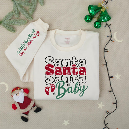 Santa Baby Christmas Pregnancy Sweater for Expecting Mom, "A Little Bundle Of Joy" Holiday Maternity Sweatshirt Gift