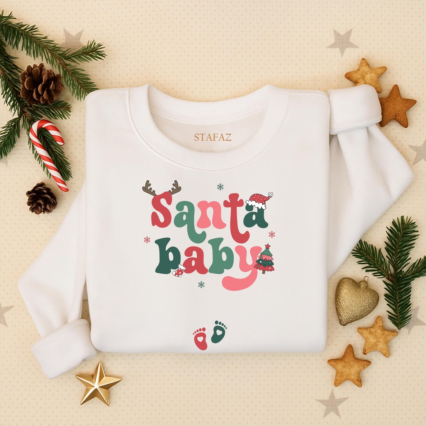 Santa Baby Maternity Christmas Sweater Retro Pregnancy Announcement Sweatshirt Expecting Mom Holiday Outfit Vintage Xmas Baby Reveal Shirt, Comfy 138