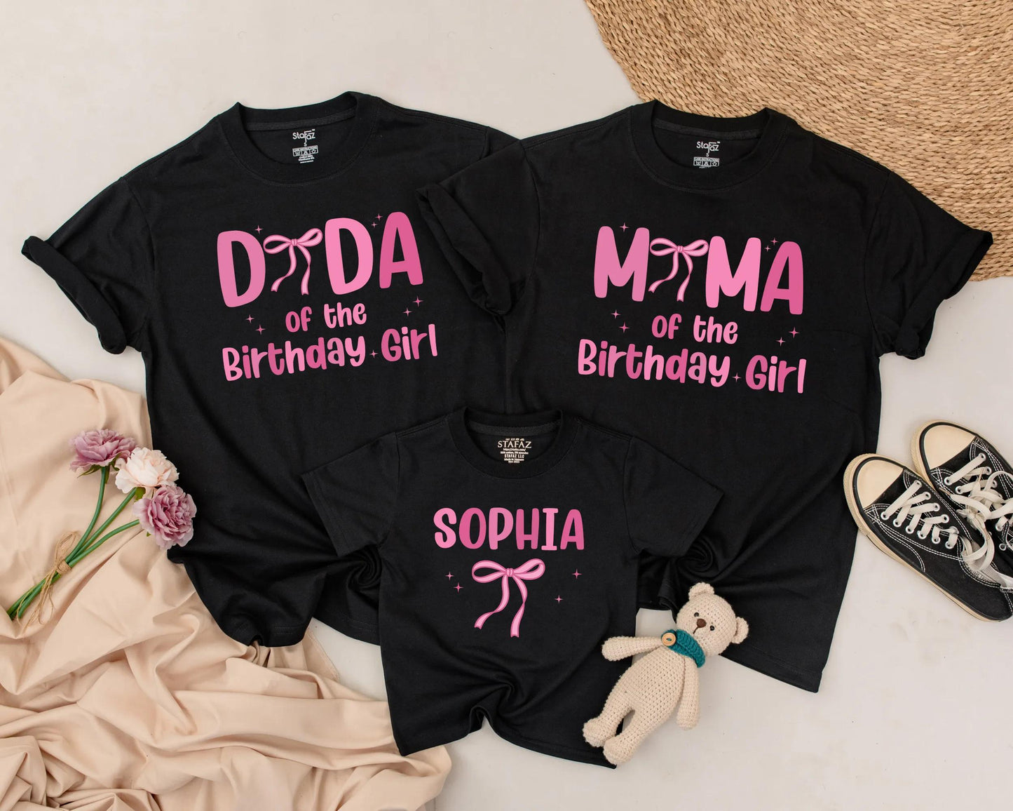 Matching Pink Bow 1st Birthday Outfit for the Birthday Girl & Brother, DIDA & SOPHIA Shirts, Party Clothes