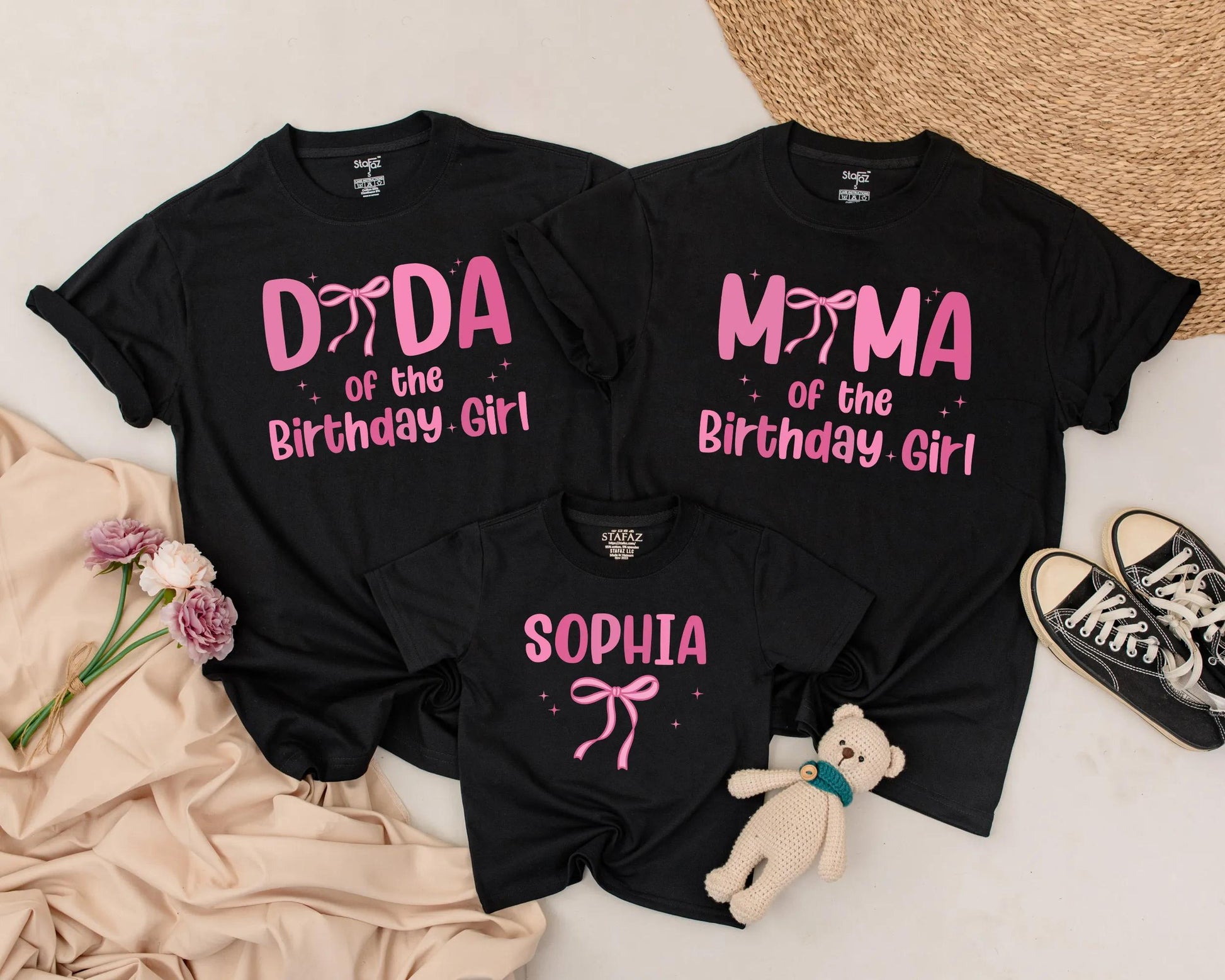 Matching Pink Bow 1st Birthday Outfit for the Birthday Girl & Brother, DIDA & SOPHIA Shirts, Party Clothes