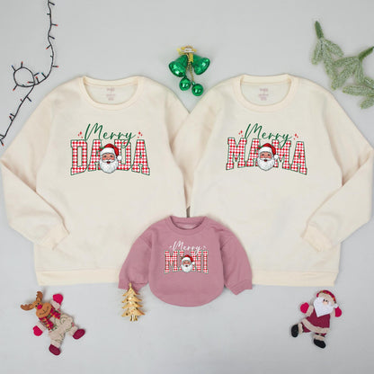 Retro Santa Claus Family Matching Christmas Sweater Cozy Merry Christmas Crewneck Winter Holiday Outfit Xmas Gift for All Ages