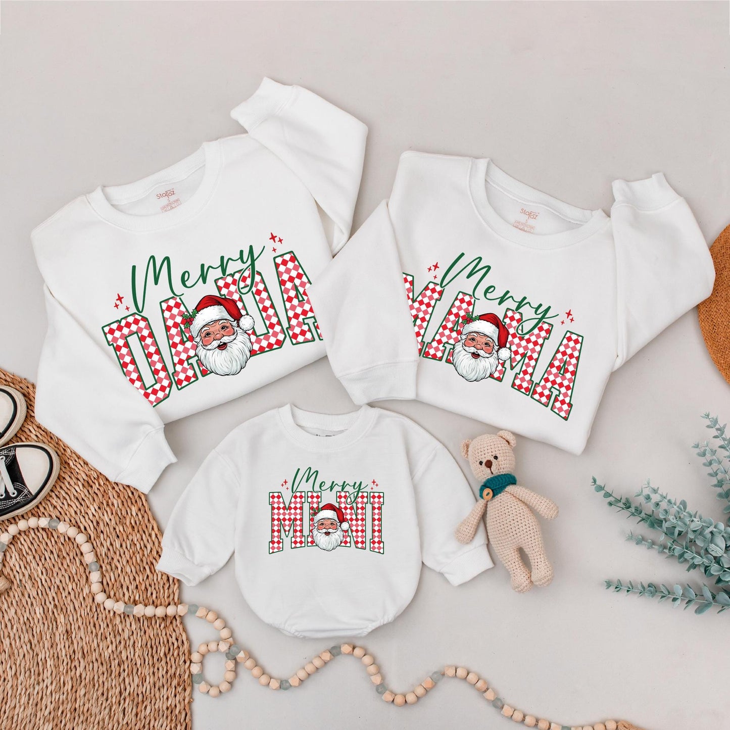 Retro Santa Claus Family Matching Christmas Sweater Cozy Merry Christmas Crewneck Winter Holiday Outfit Xmas Gift for All Ages