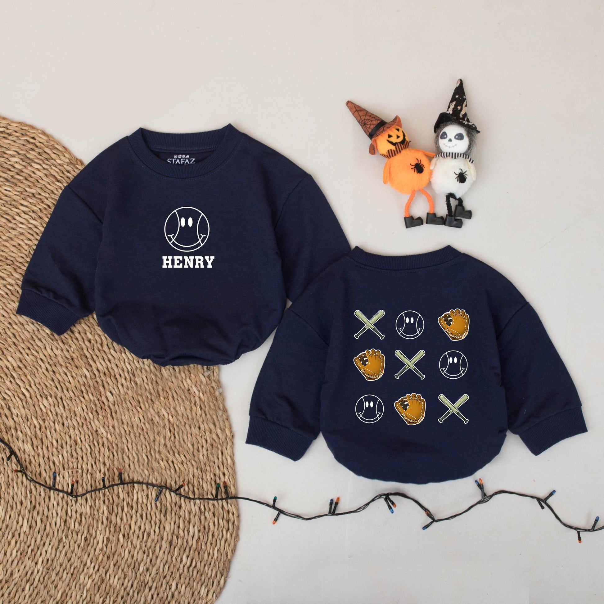 Custom Name Baseball Romper Smile Baby Bodysuit Cute Game Day Outfit Personalized Biggest Fan Little Slugger Baseball Season Short Sleeve Romper