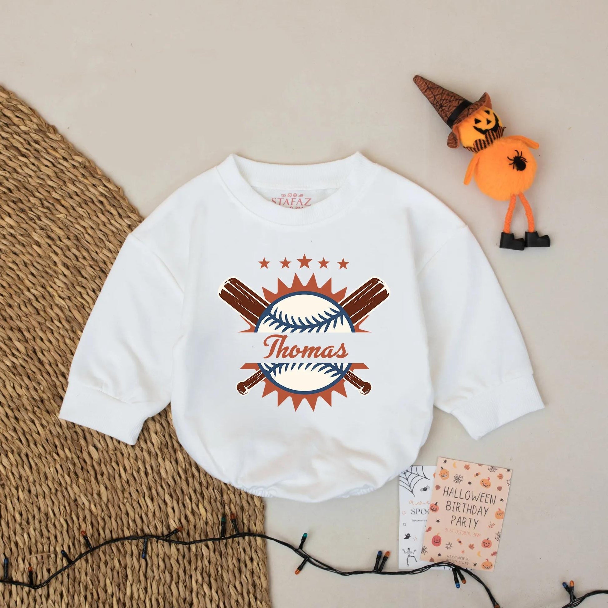 Custom Name Baseball Baby Bodysuit Boy Baseball Romper Bubble Outfit Baseball Season Game Day Gift