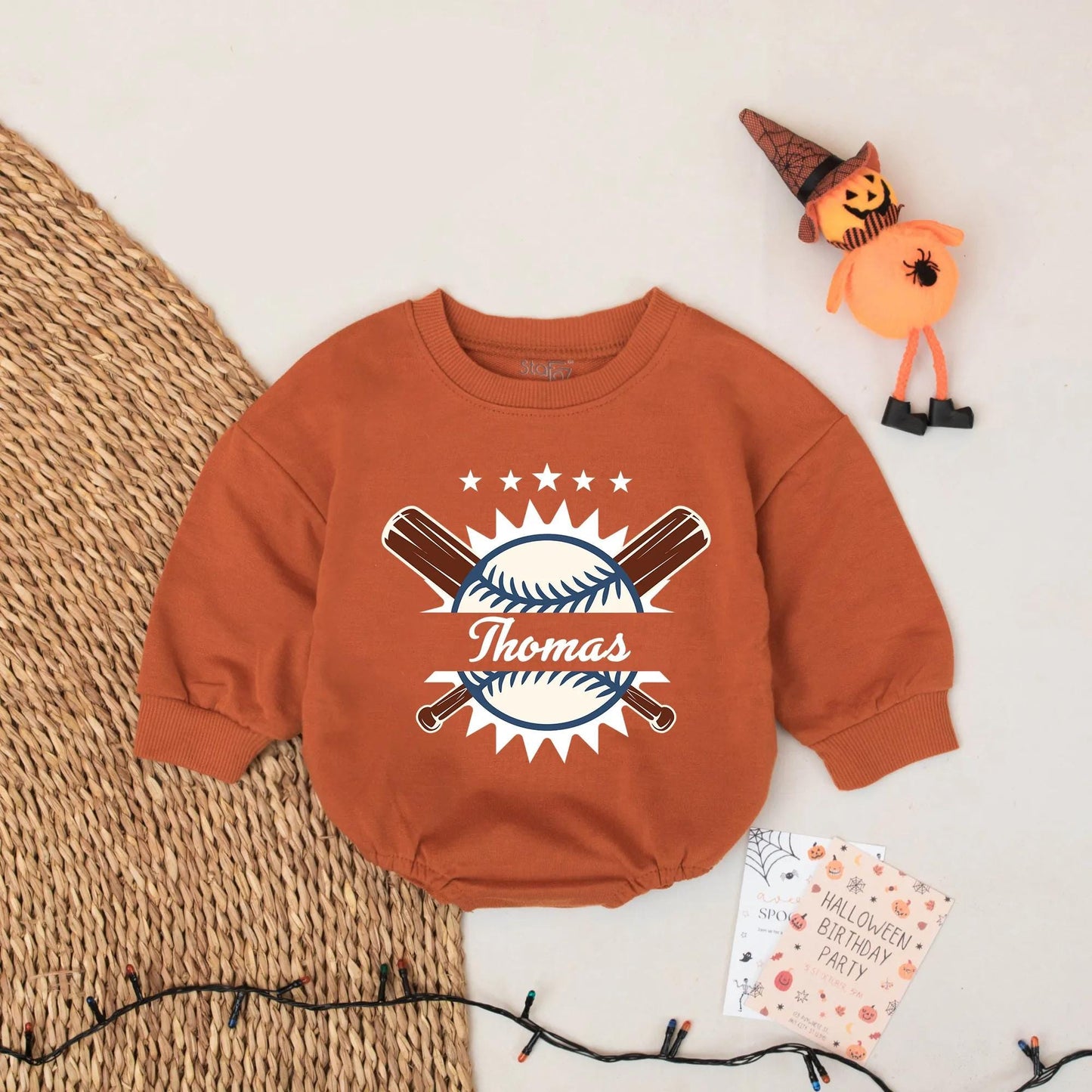 Custom Name Baseball Baby Bodysuit Boy Baseball Romper Bubble Outfit Baseball Season Game Day Gift