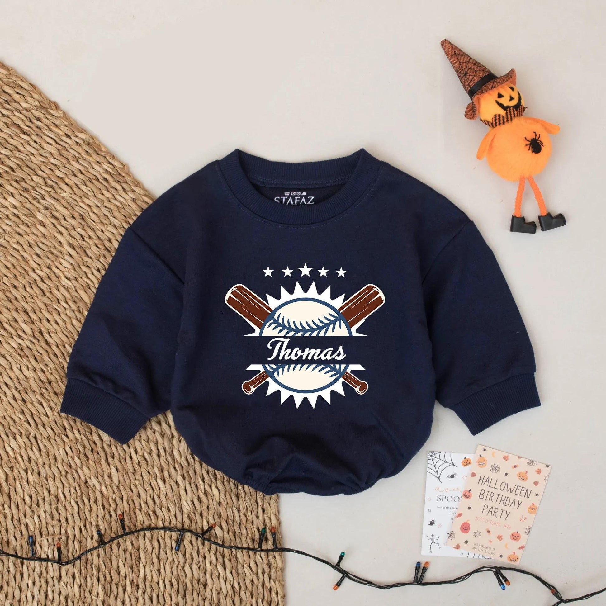 Custom Name Baseball Baby Bodysuit Boy Baseball Romper Bubble Outfit Baseball Season Game Day Gift