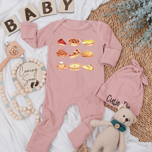 Sweet Slice Baby Girl Romper Fall Newborn Outfit Whimsical Pie Bodysuit Thanksgiving Gift Cute Pumpkin Pie Baby Clothes Autumn First Thanksgiving 134