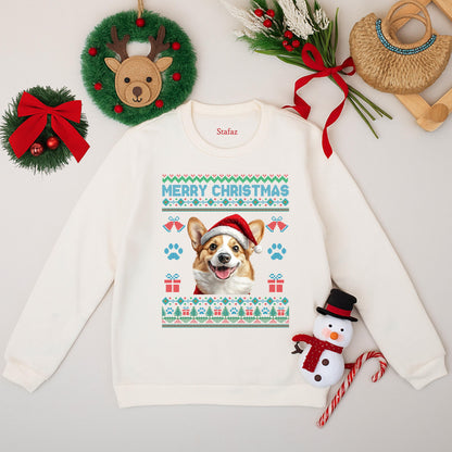 Custom Pet Face Ugly Christmas Sweatshirt Dog Lover Holiday Sweater Festive Gift for Pet Parents Funny Canine Cat Owners Apparel