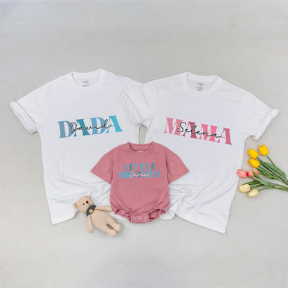 Matching Family Name Shirts, Custom Mama Bear, Dada Bear, Big Sister, Little Brother, Personalized Modern Script Tees, Baby Announcement Outfit, Gifts