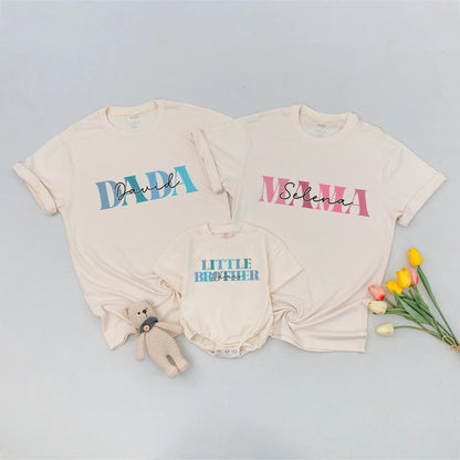 Matching Family Name Shirts, Custom Mama Bear, Dada Bear, Big Sister, Little Brother, Personalized Modern Script Tees, Baby Announcement Outfit, Gifts