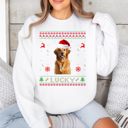 Custom Dog Photo Christmas Sweatshirt Merry Dogmas Ugly Holiday Gift for Pet Lovers Funny Xmas Shirt