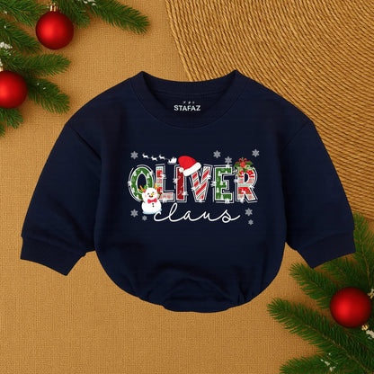 Custom Christmas Baby Girl Romper Sweater for First Christmas Outfit Bubble Style
