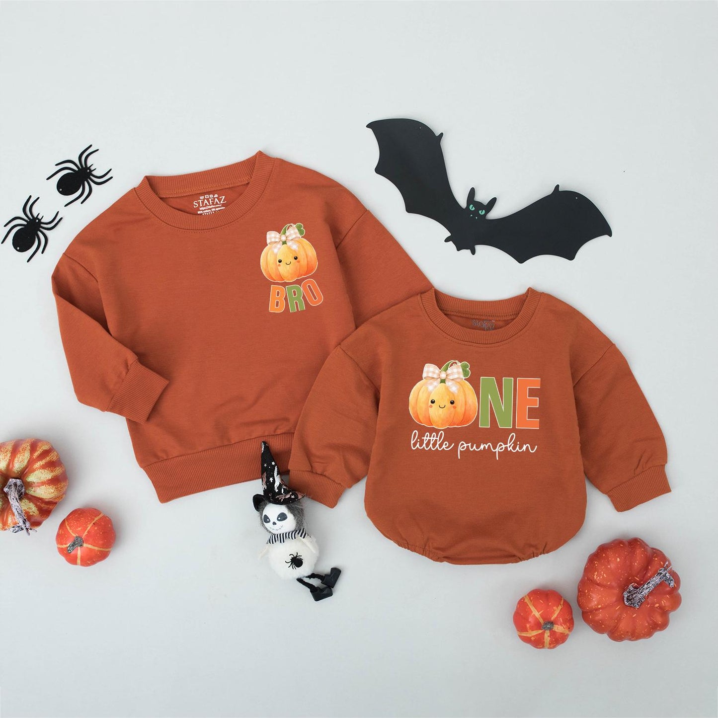 Cute Cartoon Pumpkin Family Sweatshirts Matching Autumn Outfits Mommy and Me Thanksgiving Sweaters Little Pumpkin Baby Romper