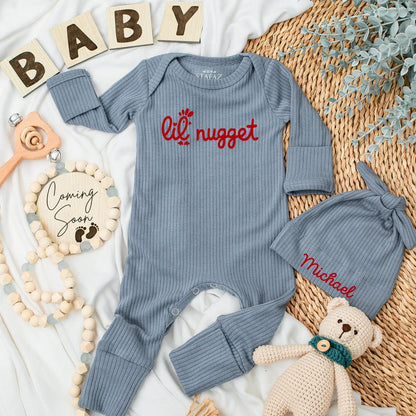 Lil' Nugget Baby Bodysuit Red Chick Design Cute Newborn Clothes Pregnancy Announcement Shower Gift