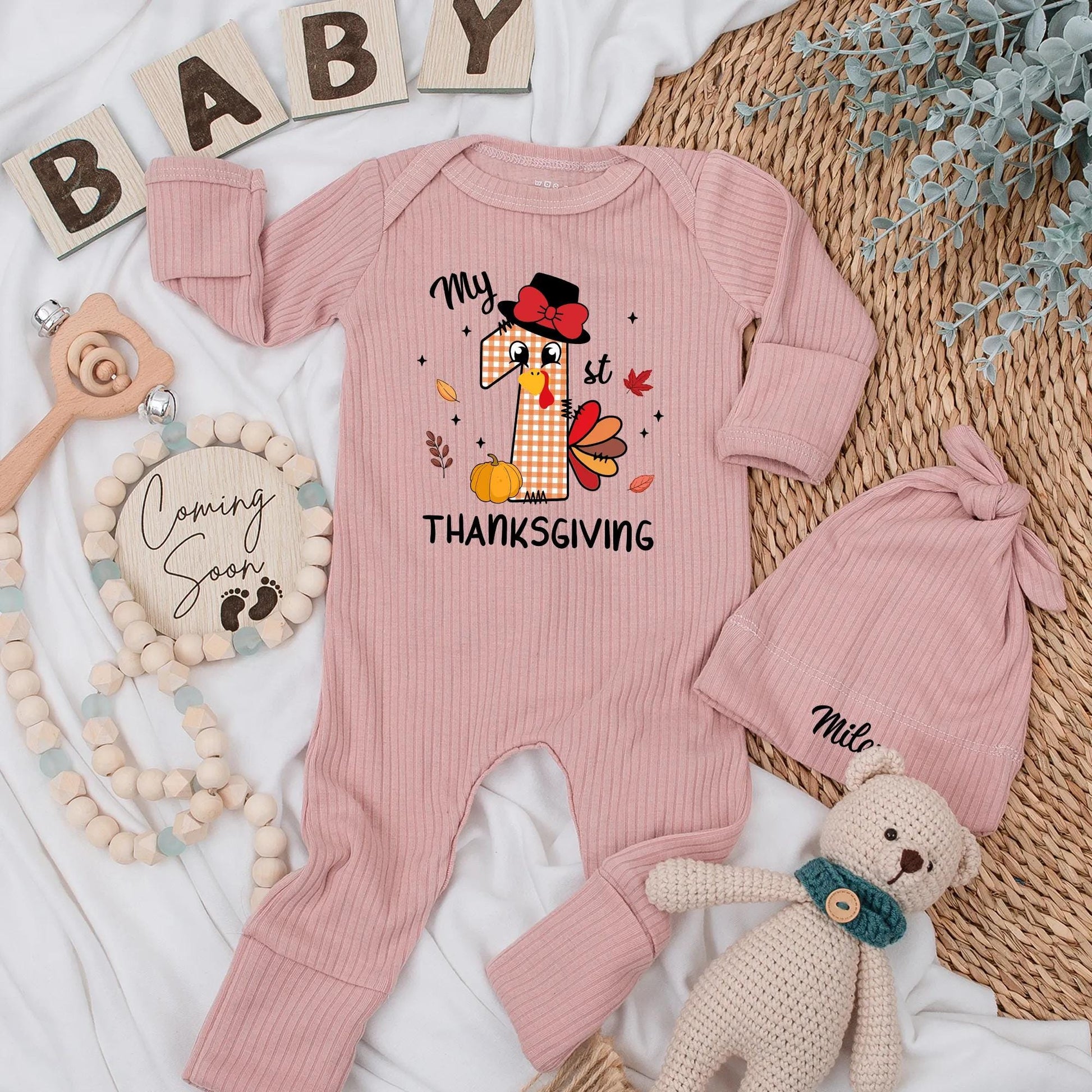 My 1st Thanksgiving Baby Bodysuit Cute Turkey Design Fall Newborn Clothes Festive Baby Shower Gift Adorable Baby Boy Girl Outfit