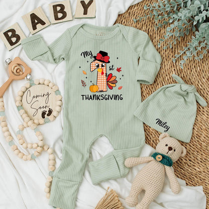 My 1st Thanksgiving Baby Bodysuit Cute Turkey Design Fall Newborn Clothes Festive Baby Shower Gift Adorable Baby Boy Girl Outfit