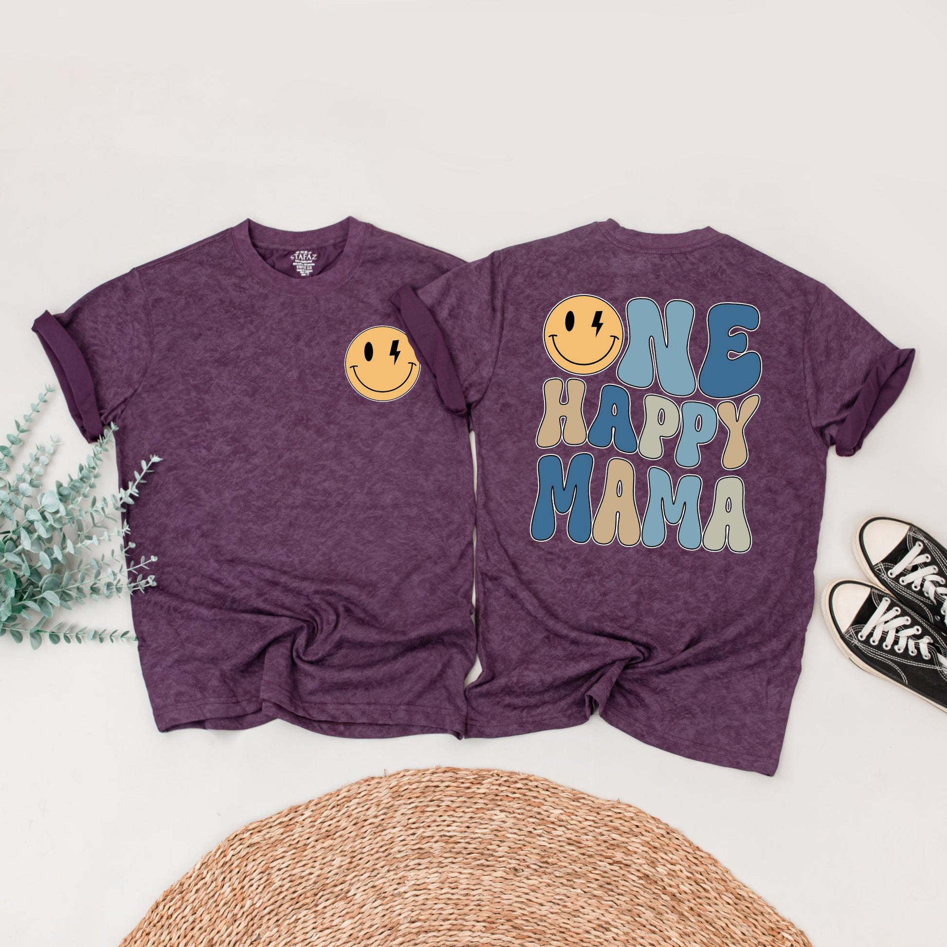 One Happy Dude 1st Birthday Shirt Retro Smiley Face Matching Family Outfits Baby Boy Yellow Lightning Bolt Design Mama Daddy Tee