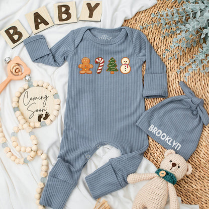Christmas Cookie Gingerbread Candy Cane Tree Snowman Baby Bodysuit Cute Holiday Newborn Outfit Coming Home Romper Baby Shower Gift Xmas