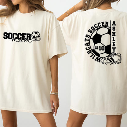 Personalized Soccer Mom & Kids Ashley Name Number 10 Shirts Wildcats Team Cleat Design Sporty Game Day Season Gift Idea