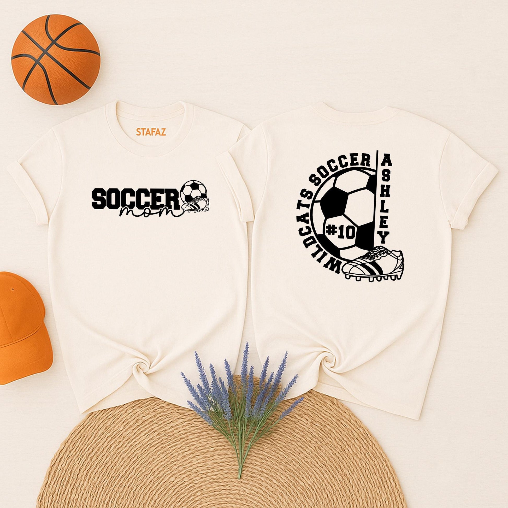 Personalized Soccer Mom & Kids Ashley Name Number 10 Shirts Wildcats Team Cleat Design Sporty Game Day Season Gift Idea