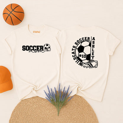 Personalized Soccer Mom & Kids Ashley Name Number 10 Shirts Wildcats Team Cleat Design Sporty Game Day Season Gift Idea