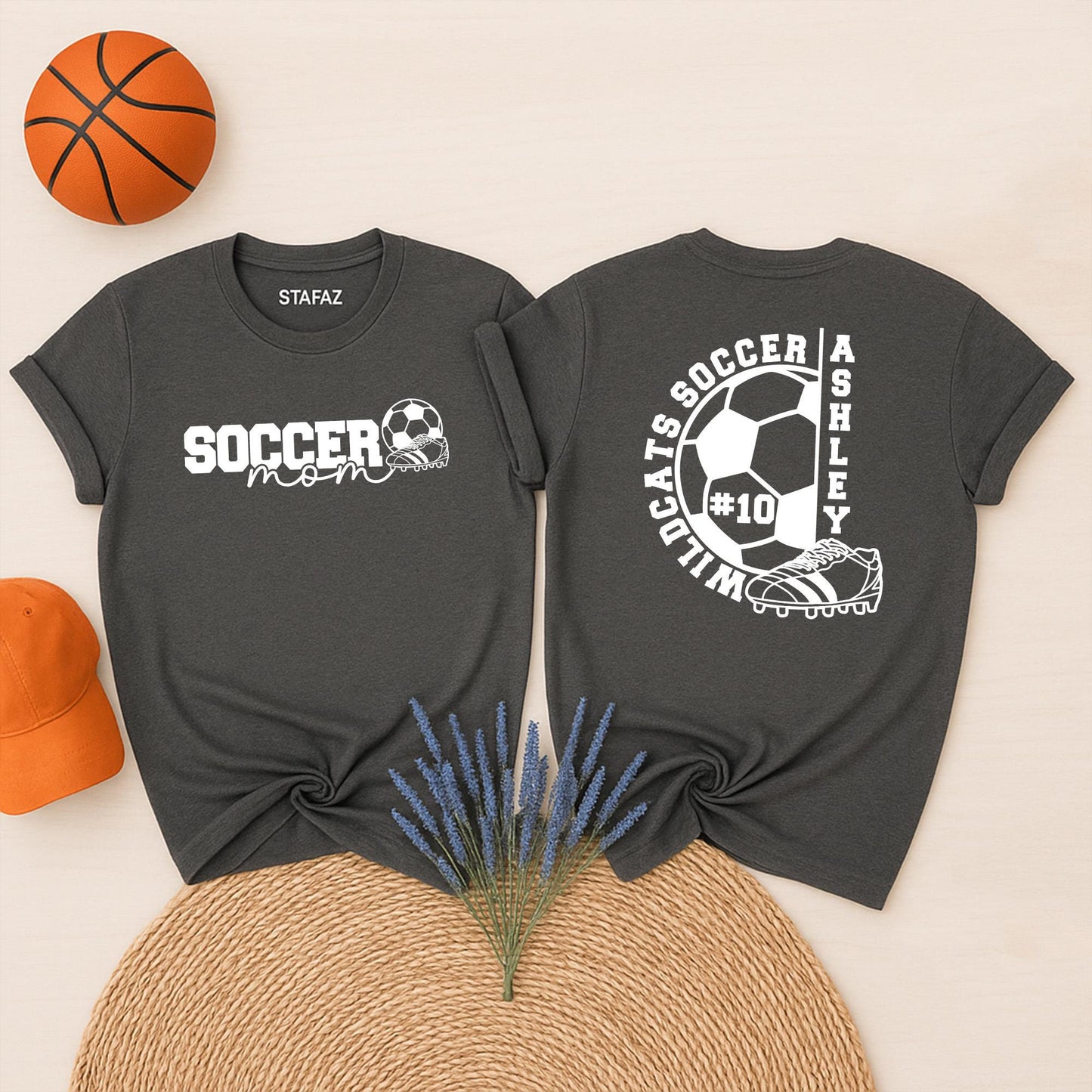 Personalized Soccer Mom & Kids Ashley Name Number 10 Shirts Wildcats Team Cleat Design Sporty Game Day Season Gift Idea