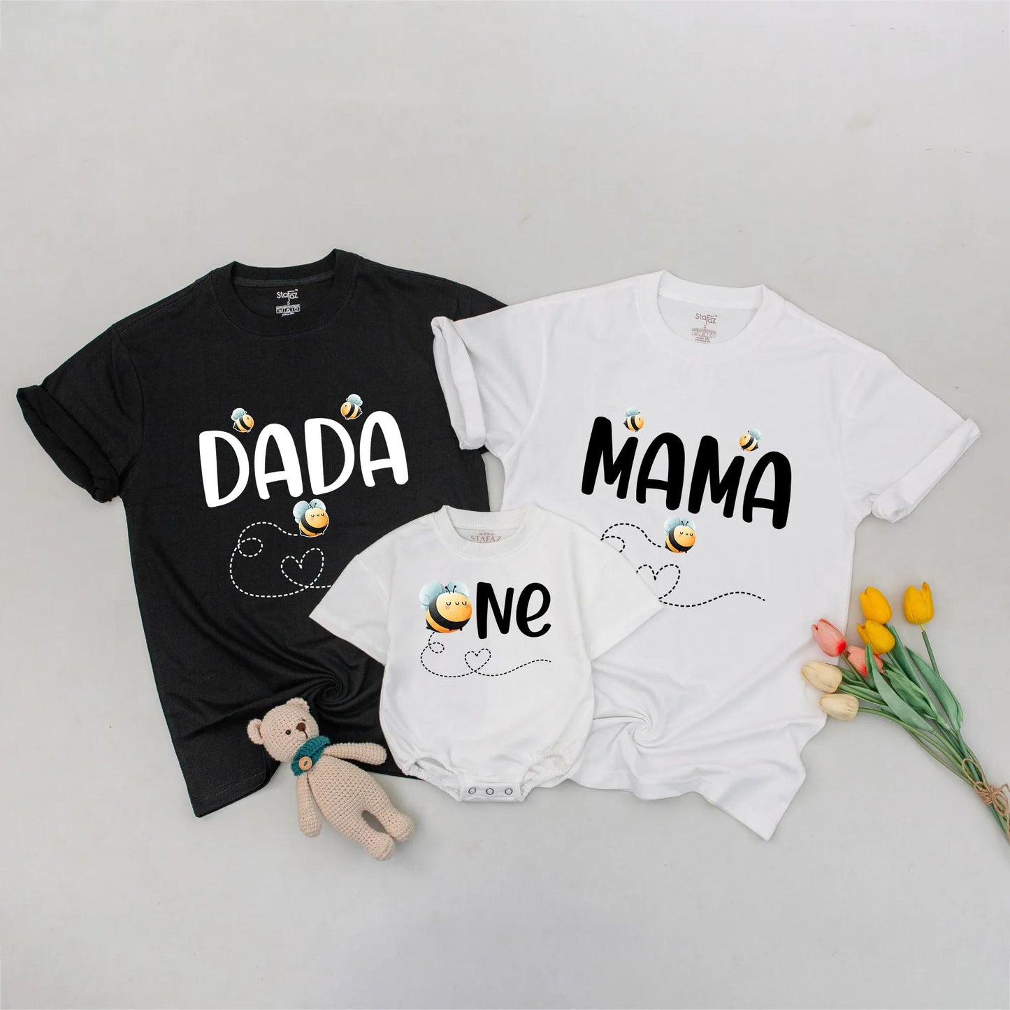 Sweet Bee Family Matching Birthday Shirts: Dada Mama One First Birthday Outfit, Cute Bumble Bee Tee, Party Celebration, Honey Bee, Matching Family,1st Birthday