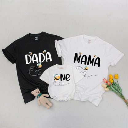 Sweet Bee Family Matching Birthday Shirts: Dada Mama One First Birthday Outfit, Cute Bumble Bee Tee, Party Celebration, Honey Bee, Matching Family,1st Birthday