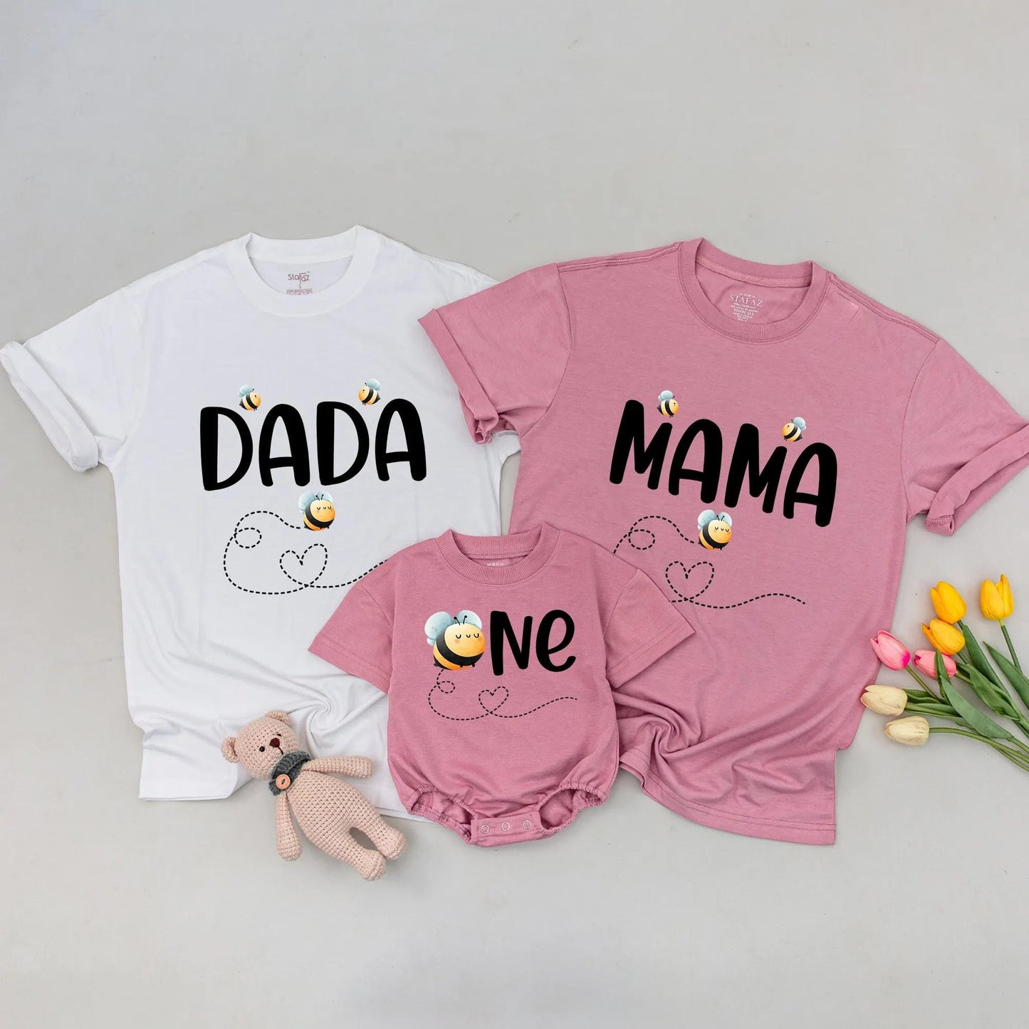 Sweet Bee Family Matching Birthday Shirts: Dada Mama One First Birthday Outfit, Cute Bumble Bee Tee, Party Celebration, Honey Bee, Matching Family,1st Birthday