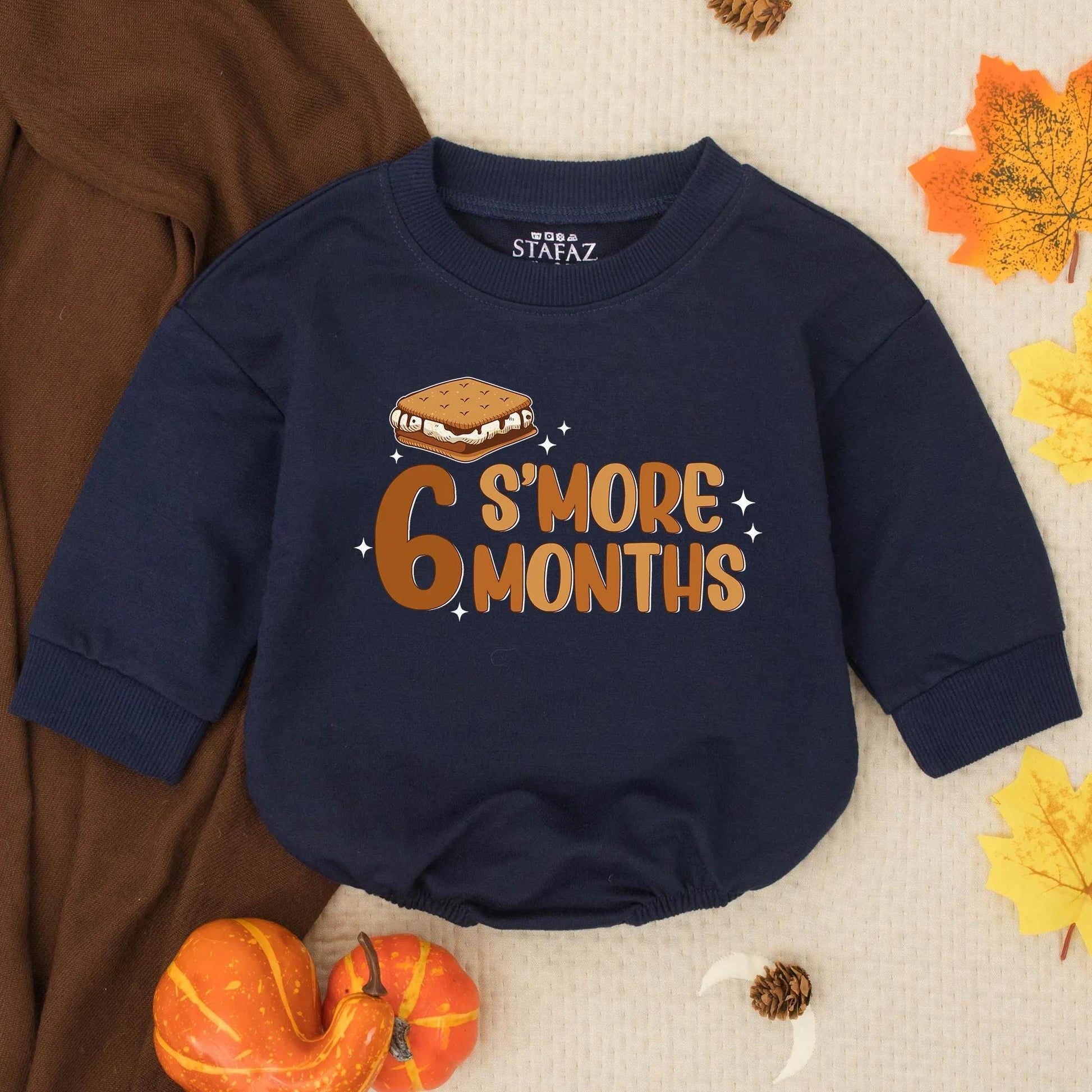 Personalized 6 S'more Months Half Birthday Girl Bubble Romper Outfit with Cute Cake Design Soft Baby Toddler Milestone Gift Clothes