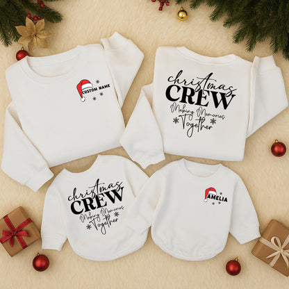 Custom Family Matching Christmas Sweatshirts Cotton Crewneck Romper for Cozy Holiday Season Winter Outfits Mom Dad Baby First Birthday