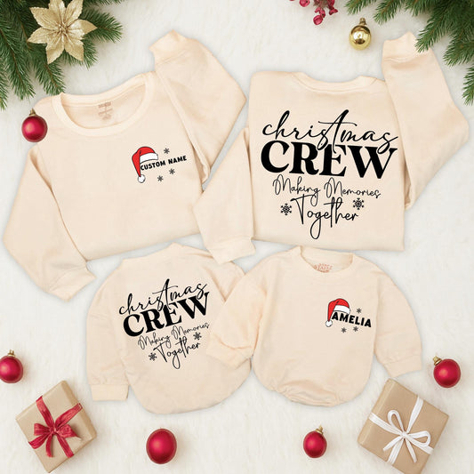 Custom Family Matching Christmas Sweatshirts Cotton Crewneck Romper for Cozy Holiday Season Winter Outfits Mom Dad Baby First Birthday